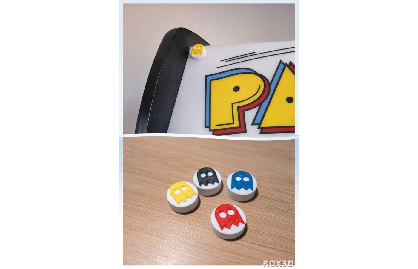 Cache-vis pour borne Pac-Man — réalisation ROX3D